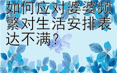 如何应对婆婆频繁对生活安排表达不满？