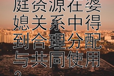 如何有效沟通以确保家庭资源在婆媳关系中得到合理分配与共同使用？