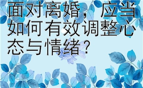 面对离婚，应当如何有效调整心态与情绪？